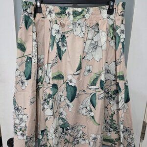 Cynthia Rowley Pink Floral 100% Cotton Skirt Women’s XL Pockets